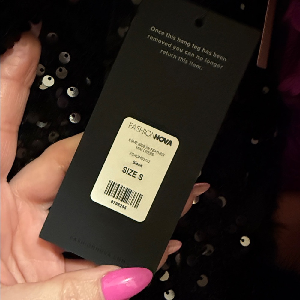 🖤NWT Esme Sequin Feather Mini Dress Black 🖤 - Picture 5 of 5